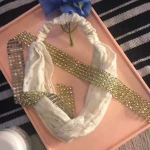 IVORY LACED HEADBAND/ new soft ivory detailed lace
